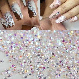 1000 adet / grup 1.2mm Temizle AB Renk Tırnak Rhinestones Mikro Kristal Rhinestones Mini 3D Nail Art Süslemeleri Manikür Aksesuarları