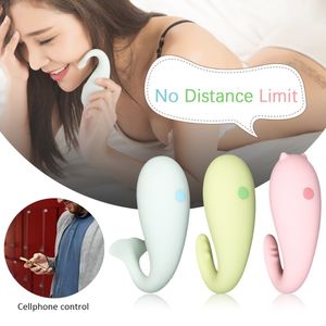 USB Carga 8 modos sem fio App Remote Control Vibrador de silicone suave Dildo Bluetooth Ligue Adulto Jogo Sex Toys For Women x145 Y200226