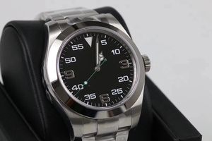 2020 New Style Ro Automatic 2813 Movimento Air King Men relógio Black Dial inoxidável 316 Banda Masculino relógio Monor Hemmo