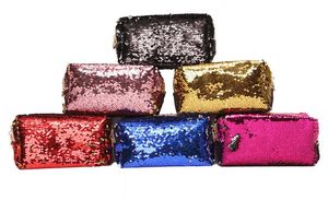 Fiskskala Sequin Makeup Bag Black Fur Ball Zipper Pouch Pencil Storage Bags Portable Glitter Reversible Sequin Cosmetic Bag 2019