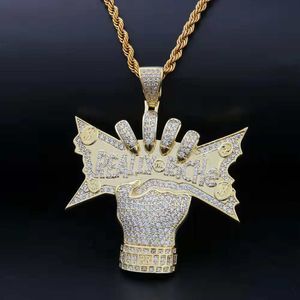 Европа и Америка Trendy Hip Hop ожерелье ювелирные изделия желтый Белое золото CZ Действительно Riche ожерелье для мужчин женщин