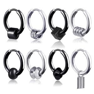 Clip on Stainless steel hoop earrings ring spring black women mens ear rings hip hop fashion jewelry will and sandy gift