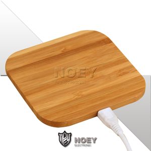 Wood Qi Fast Wireless Charger Pad Bamboo Qi-Enable Taccuanti rapidi per iPhone 13 12 Pro Max 11 Samsung S21 con pacchetto al dettaglio Nooy