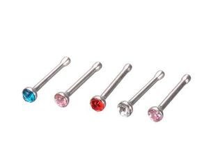 Nose Rings Hoop Body Piercing Jewelry Nose Ring mm Rhinestone L Surgical Stainless Steel Nose Lip Bar Stud Ring Bo