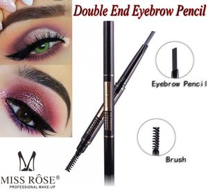 MISS ROSE Eyebrow Pencil 2IN1 MISS ROSE Double Head Hard Eyebrow Pencil 5 Colors Natural Waterproof Rotating Automatic Eye Brow
