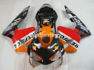 Injektionsformmissar Kroppssats för Honda CBR600RR 03 04 Orange Svart Motorcykel Fairings Set CBR600RR 2003 2004 JK36