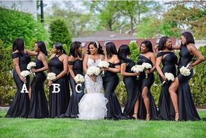 2020 Sexiga African Split Bridesmaid Dresses Mix Style Plus Size Long Maid of Honor Prom-kappor