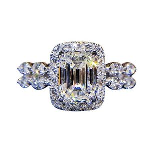 Funkelnder Versprechensring aus 925er-Sterlingsilber, 2 Karat Diamant, Verlobungs-, Ehering-Ringe für Frauen, Party-Schmuck