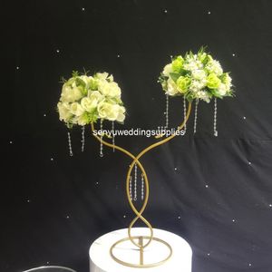 Hochzeitsdekoration, Blumen-Metall-Hochgold-Ausstellungsständer für Kirchenaufsätze senyu0442