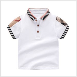 Retail Summer Baby Boys Girls T-shirts Cotton Kids Short Sleeve T Shirt High Quality Children Turn-down Collar Plaid T-shirt Kids Clothing
