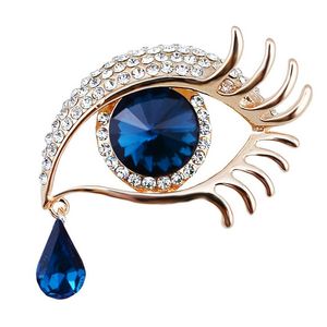 Factory Direct Sale Blue Eye Brooch Pin z kryształowymi dżetów w kolorze złotym lub srebrnym