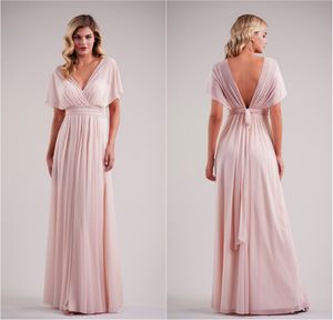 New Fashion Jasmine Bridesmaid Dresses Chiffon V Neck Ankle Length Plus Size Maid Of Honor Gowns Wedding Guests Robes