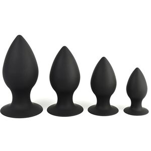 Small, Medium, Large, Extra Large Black Silicone Butt Plug Anal Plug Ass Stimulate Massage Anal Sex Toy Adult Games For Couples. SH190730