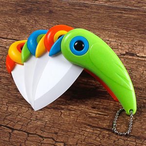 Parrot Bird Ceramic Knife Pocket Folding Bird Knife Fruit Paring Knife Ceramic With Colourful ABS Handle Kitchen Tools YYSY332