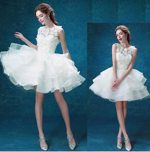 New Latest White Short Bridesmaid Dress Cocktail Dress Lace Flower Skirt Three-dimensional Cutting Ball Gown