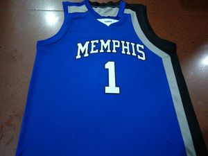 Custom Men Youth women Rare V neck MEMPHISS #1 Tyler Harris blue College Basketball Jersey Size S-4XL or custom any name or number jersey