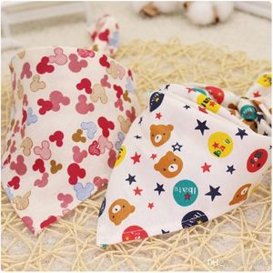 Cartoon Pattern Child Mouth Towel Pet DogApparel Tie Baby Bib Cotton Triangular Scarf More Color Antifouling Dog Design dm C1