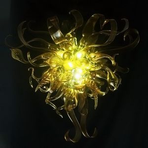 Yellow Modern Pendant Lamps Villa Art Decorative Blown Glass Chandeliers Lights Murano Colored Glass Crystal Chandelier