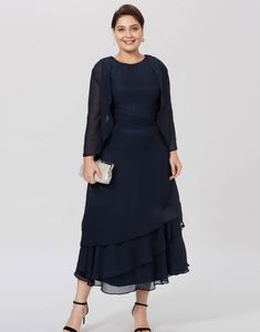 Teelange Kleider für die Brautmutter mit Jacke, Hochzeitsgastkleid, Abendkleid, formelle Kleidung