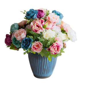 Fake Peony Flower Bunch (6 heads/bunch ) 11.81" Length Simulation Round Peony for Wedding Home Decorative Artificial Flowers