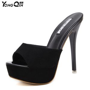 New Women Shoes 2018 Summer Sandals High Heels Platform Sexy Slippers Women Flip-flops Shoes Y190704