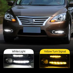 2pcs Drl för Nissan Sentra Sylphy 2013 2014 2015 LED DRL Dagtid Running Lights Daylight Fog Light Cover Headlamp Car Styling White