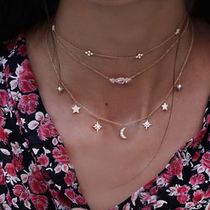 Wholesale- stome triple geometric triangle cz moonstone necklace 925 sterling silver women jeweelry