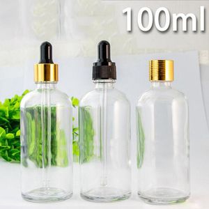 Garrafas reutilizáveis ​​Pipeta 100ml Esvaziar garrafas de vidro claro E líquido para Essencial Cosméticos Oil 210 Pcs Lot
