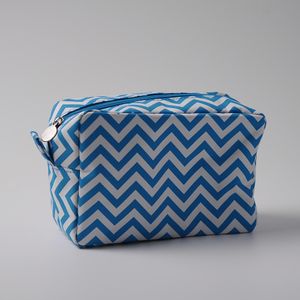 Bolsa de maquiagem roxa Chevron 25 peças US Warehouse Classic retângulo pontos impressão bolsas de cosméticos designer personalizado capas de maquiagem presente organizador de higiene pessoal DOM106001