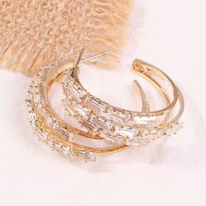 Orecchini a cerchio gemma C all'ingrosso per le donne designer di lusso bling cerchi di diamanti cerchio orecchini Huggie zircone oro gioielli in argento regalo d'amore