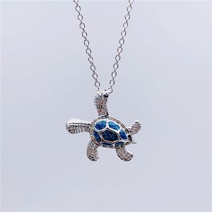 Nova Moda Colares de Trusle com Corrente de Link Prata Animal Design Meninas Opal Pingente Colar Colar De Aniversário Jóias Para As Mulheres Presentes