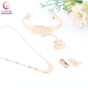 Fashion 18K Gold Plated Children Baby Jewelry Sets Necklace/Earrings/Ring/Bangle Kids Gifts Jewelry Set