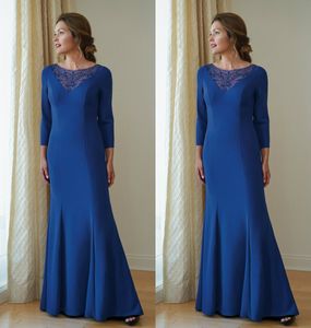 Modest Mermaid Jasmine Mother of The Bride Dress Jewel Neck Long Sleeve Satin Crystal Ruched Wedding Guest Dresss Floor Length Evening Gown