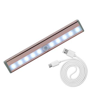 10 LED IR Infrared Sensor de Movimento sem fio Sensor de Iluminação Closet Noite USB Battery Lamp Recarga de Gabinete Luz Roupeiros