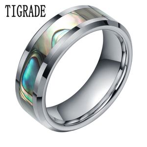 8mm grön abalone inlay volfram karbid ring för kvinnor polerad finish fasad mens bröllop band engagemang mode smycken t190624