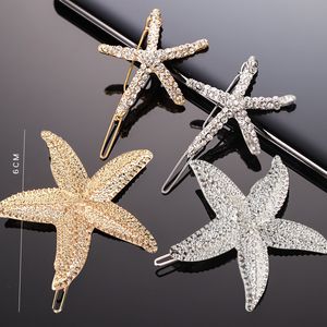 Crystal Starfish Cute Hair Clips & Barrettes Hair Pins for Women Lady Fashion Jewelry Accessories Dancing Party Hairpin