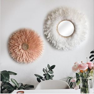 Feather Edelweiss wall decoration Decorative Plates Bedroom sofa background painting bedside Pink feathers plate