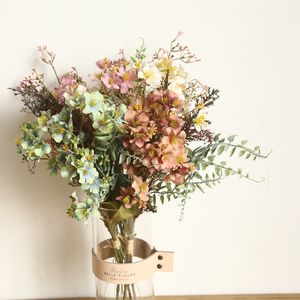 2pcs/lot人工花の絹の家の装飾結婚式の手持ち道路を率いる偽の花の壁プラスチック植物ブーケ