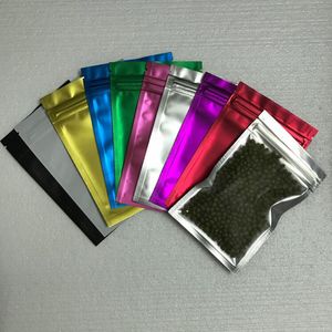 100PCS 8.5 * 13CM الملونة ماتي واضح الألومنيوم احباط سحاب حقائب الذاتي المختومة زيبر تغليف أكياس الحقائب الغذائية للوجبة خفيفة التخزين