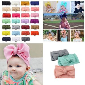 27färger Mode Baby Girls stor rosett pannband Elastiska bowknot hårband huvudbonader Barn huvudbonad pannband nyfödd Turban Head Wraps