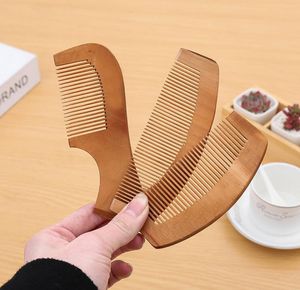 20pcs wooden comb with handle natural health peach wood antistatic health care beard comb hairbrush massager hair styling tool