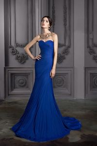 2019 Azul Royal Vestidos de Baile Querida Sereia Vestidos de Noite Baratos Vestidos de Noite Sweep Train Simples Vestido Formal