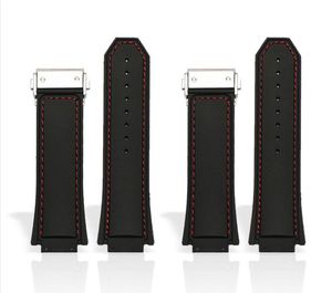 Horloge accessoires Mannen mm x mm Hoge Kwaliteit Rood Stitched Black Silicone Rubber Horloge Band Strap Implementatie Gesp voor Hub Big Bang