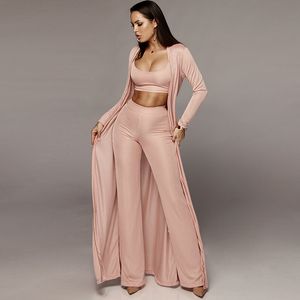 Kadın Örme 3 Parça Set Spagetti Kayışı Kırpma Üst Yüksek Bel Pantolon Uzun Kollu Hırka Palto Kemer Sonbahar Streetwear Suits