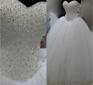 Yeni Sıcak Satış 2019 Beyaz Balo Gelinlik Boncuklu Kristaller ile Balo Uzun Düğün Parti Elbise Gelin Törenlerinde Al34