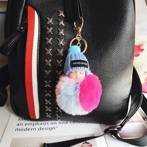 Sono bonito da boneca Keychain Colorido Pompom Bola Carabiner chaveiro Titular Chaveiro Mulher Kids Key Bag Pingente chave RRA2895 Favor Anel