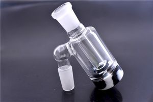 desgin Glass smoking pipe Ash Catcher with Detachable silicone container for dab oil rig mini 14mm 18mm glass ashcatcher bong