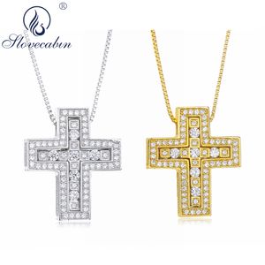 Slovecabin 100% 925 Sterling Silver Hawaiian Japan Cross Pendant & Necklace For Women Double Cross Pendant Necklace Jewelry CX200609