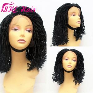 Twists Braiding Black Wig Syntetisk Lace Front Wig 16 