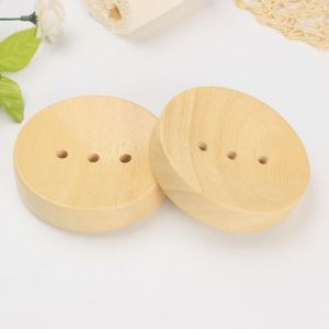 Bathroom Wooden Soap Dishes Sink Deck Bathtub Shower Soap Holder Round Hand Craft Natural Wooden Holder LX9375